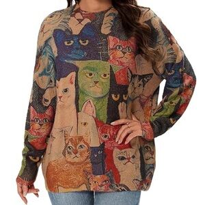 YESNO Graphic Printed Oversized Pullover Sweaters 3XL NWT